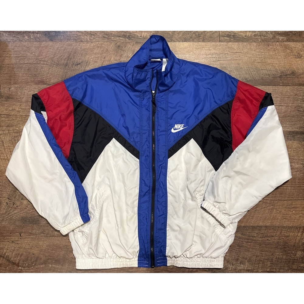 VINTAGE 90S NIKE WIND BREAKER LARGE RED WHITE BLUE BLACK Read Description